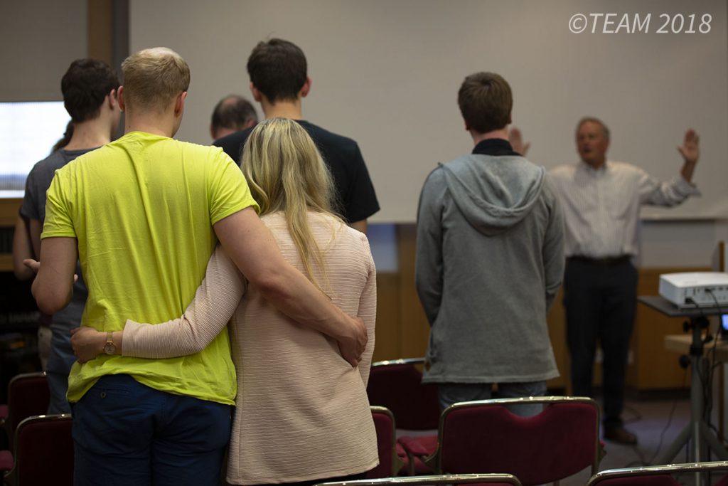 Jeff preaches to his congregation at his church plant in Dresden