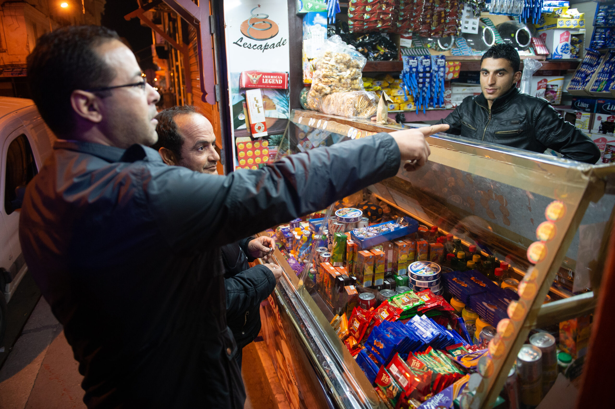 Two men shopping.