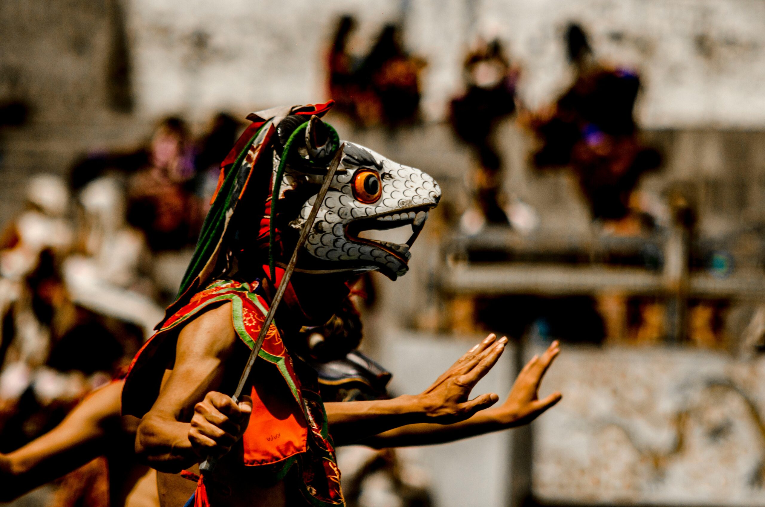 Cultural dance in a mask.