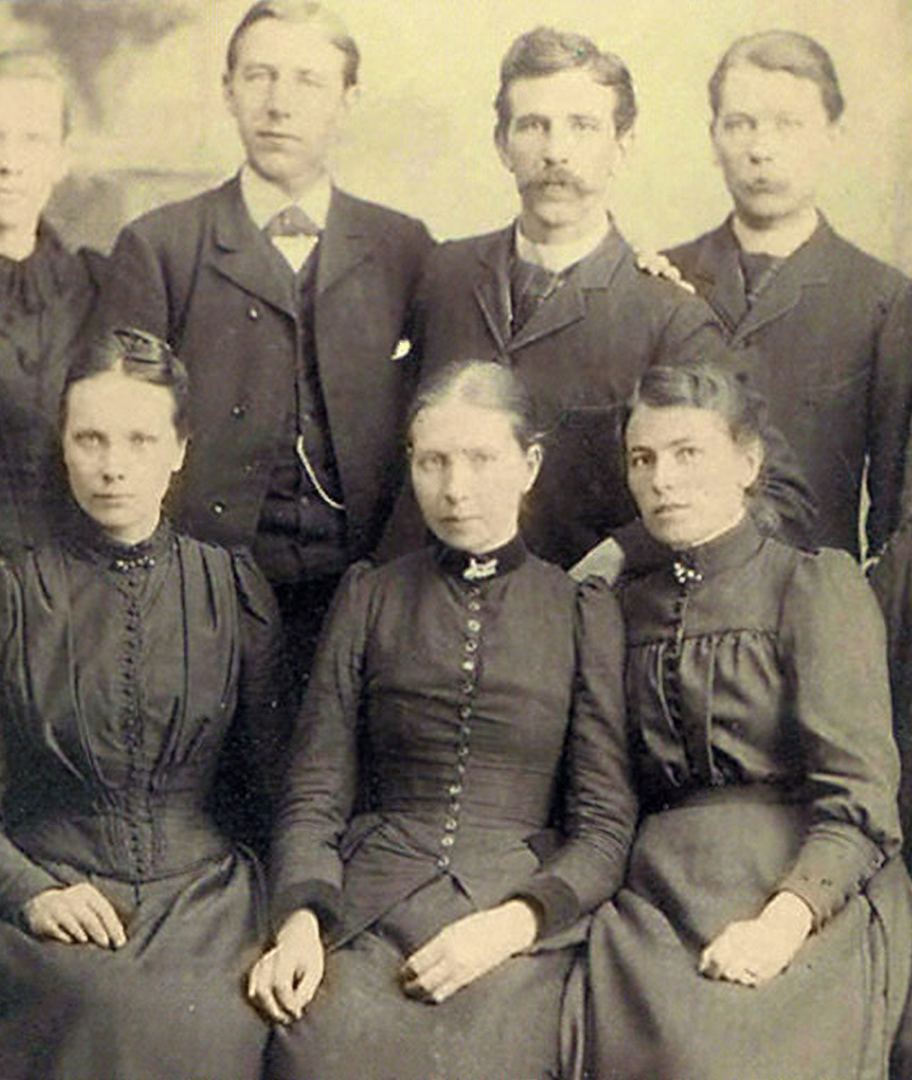 A closeup of the group of missionaries in the 1900's.